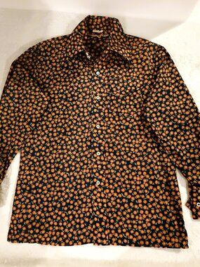 Men’s  60’s 70’s Retro Longsleeve Top Shirt L Nylon Multicolor #2